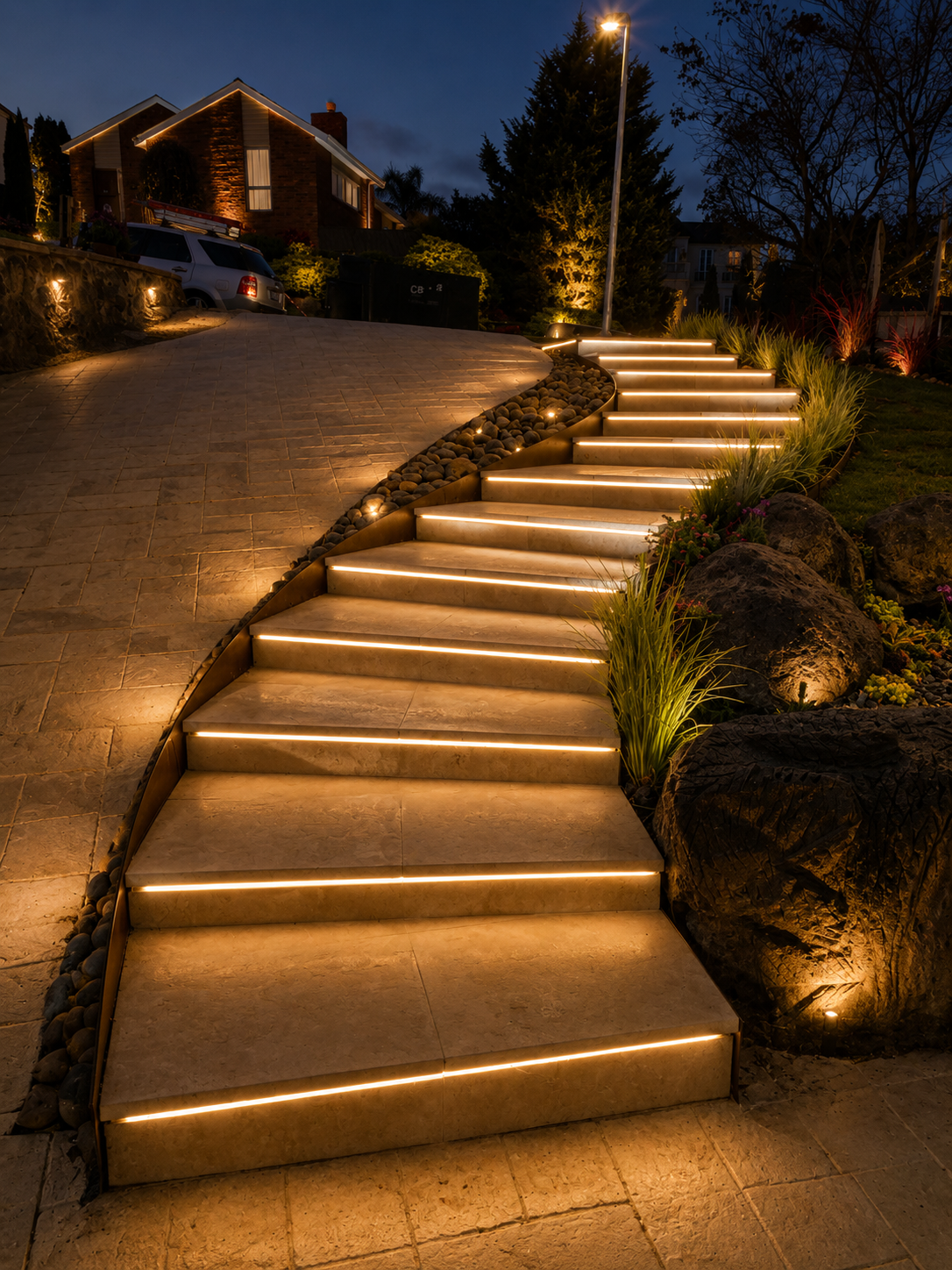 Illuminated Entry Staircase