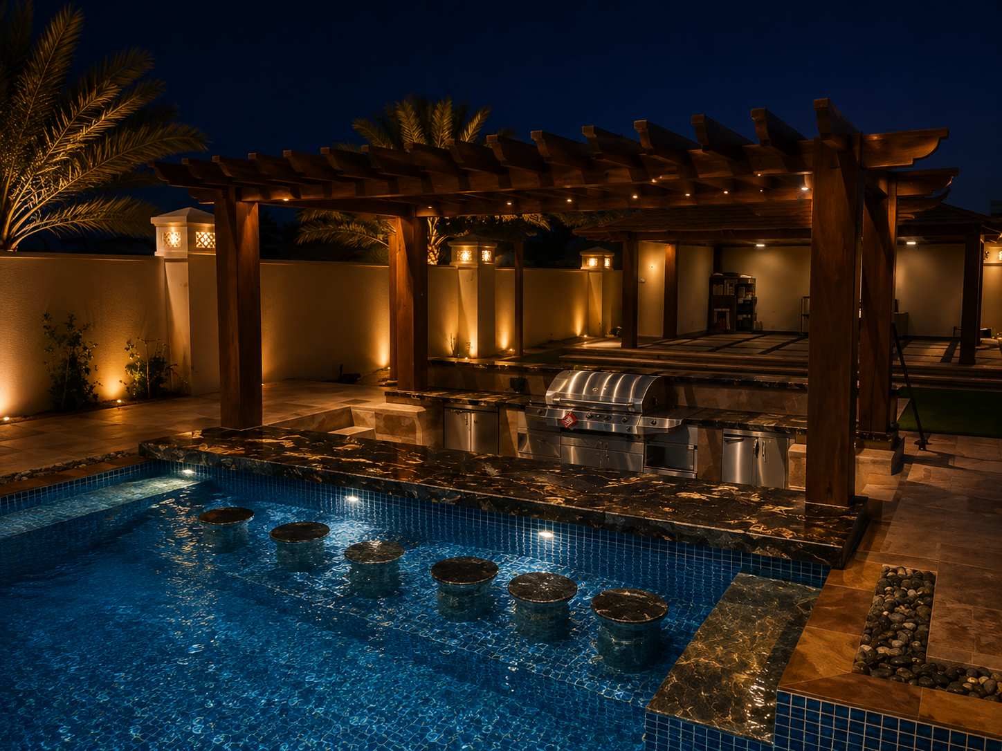 Poolside Pergola & Outdoor Kitchen